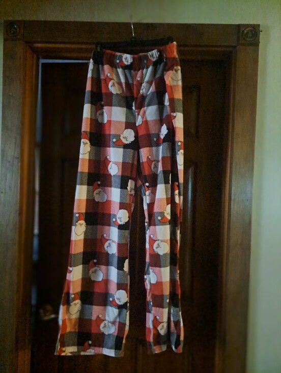 Pants - Plaid Santa Print Mens Lounge Pants - Red